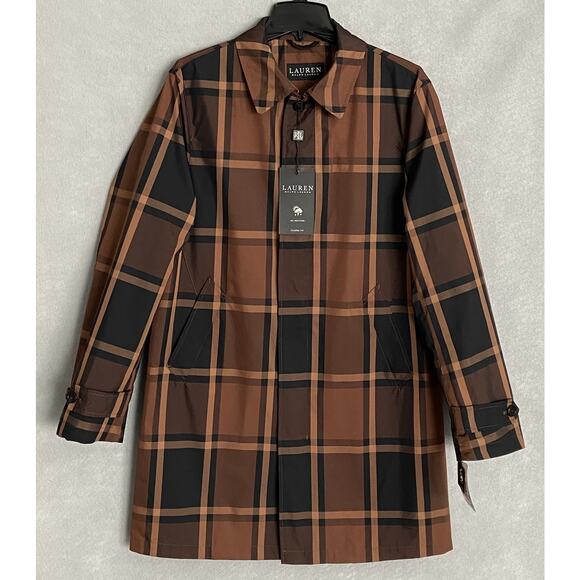 Lauren Ralph Lauren Men's 38 Short Raincoat Stanza Brown Check NEW